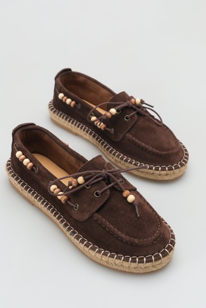 Women's Genuine Leather Espadrille Casual Loafer Shoes Rayssa Brown