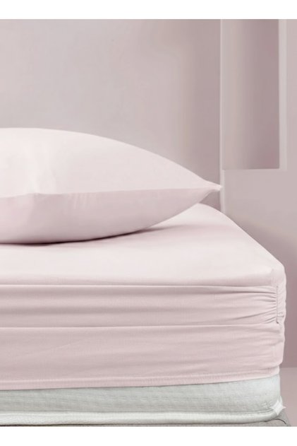 Aura Fitted Combed Cotton Bed Sheet 100*200+30 cm Powder