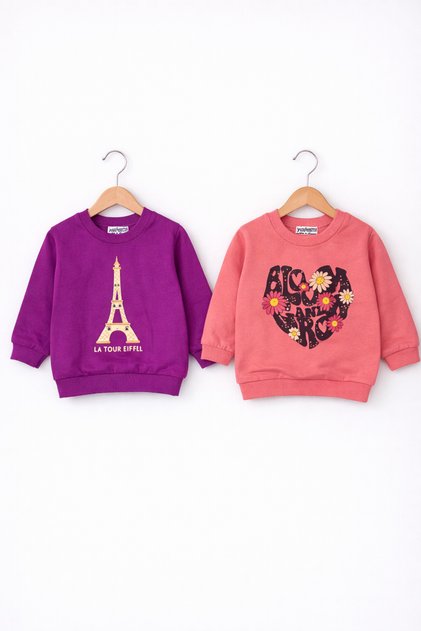 Baby Girl Cotton Sweatshirt – Patterned Model