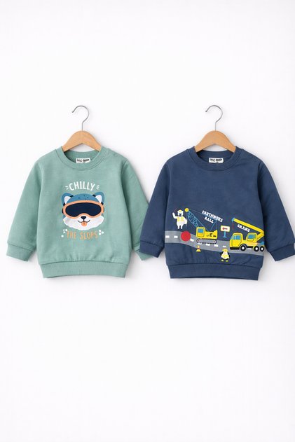 Baby Boy Cotton Sweatshirt – Patterned Model