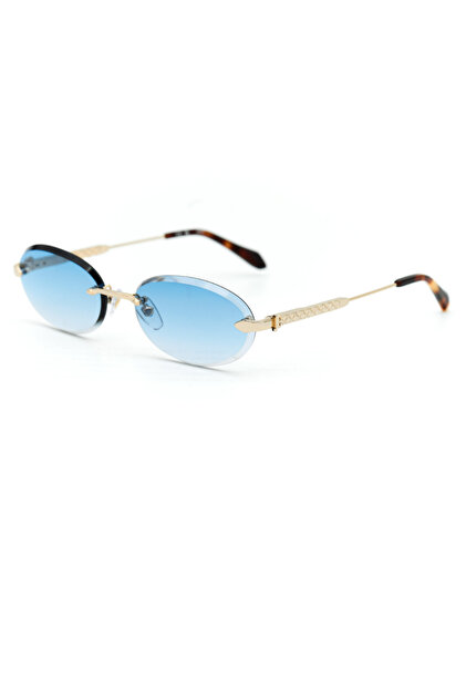 Just Cavalli SJC155 300Q Unisex Güneş Gözlüğü Metal Gold Mavi Lens