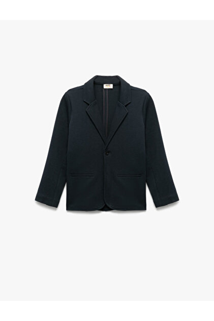 Buttoned Long Sleeve Double-Breasted Collar Pocket Cotton Basic School Jacket
