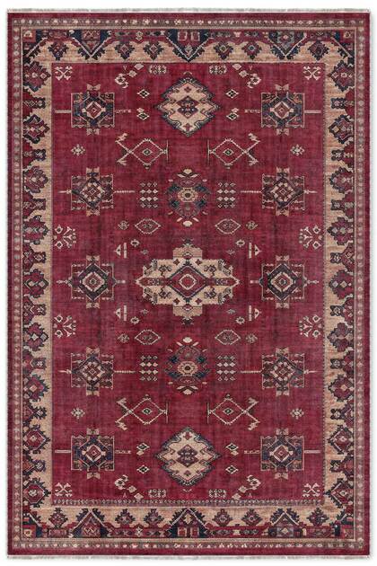 Retro Burgundy Beige Chenille Carpet Rug Runner Non-Slip Washable Kitchen Living Room Hallway
