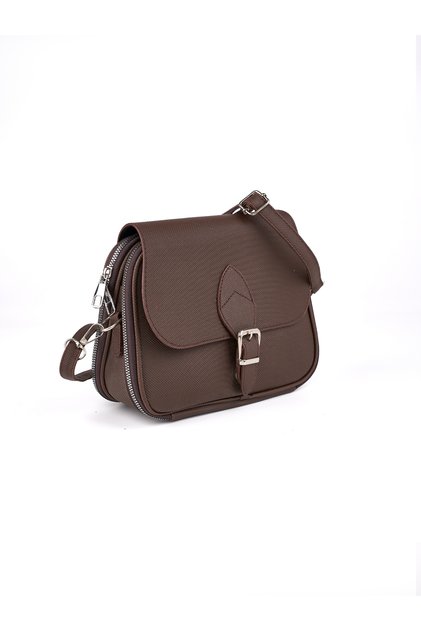 Women's Bag with Cover Detail, Three Compartments, Crossbody, Width: 23 Cm, Length: 19 Cm, Width: 10 cm