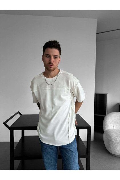 Oversize Vintage Detailed Ripped Knitwear T-Shirt Vintage Washed Streetwear Loose T-Shirt