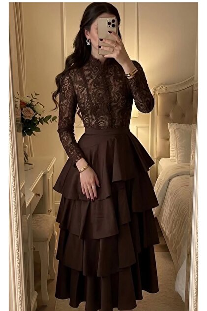 chinese dress ladies Mélisande white lace tiered midi dress main image 0