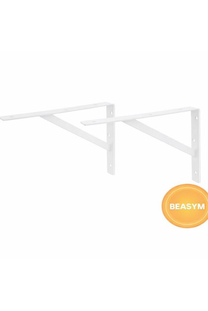 Ağır Yük Raf Altı Ayak Raf Tutucu Destekli L Demir 20 X 40 Cm Siyah Montaj Aparatı Beyaz (2 ADET)