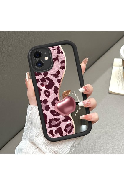Compatible with iPhone 11, Stylish Leopard Print, Mirrored Silicone Phone Case.