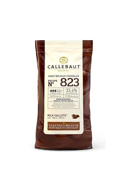 Callebaut ciocolata cu lapte fina belgiana specialitate 823 fulgi dropsuri 33.6% cacao banuti 1 kg