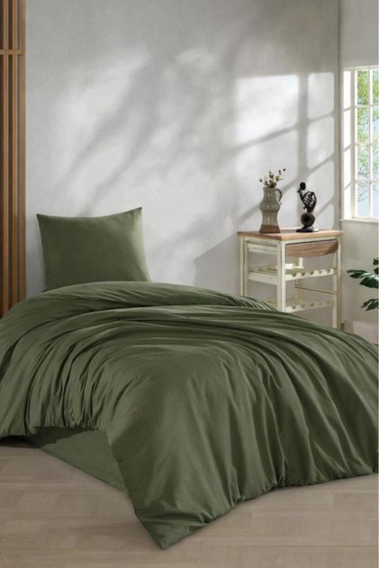 Almond Elastic Sheet Single Duvet Cover Set Khaki