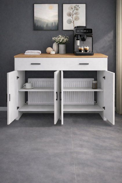 Kapaklı Petek Üstü Kahve Köşesi Dolabı ( Derinlik 32 cm ) Çok Amaçlı Dresuar (160 cm) BPKM009