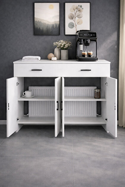 Kapaklı Petek Üstü Kahve Köşesi Dolabı 120 cm | 32 cm Derinlik | Çok Amaçlı Dresuar | Coffee Station | Mutfak Dolabı BPKM009