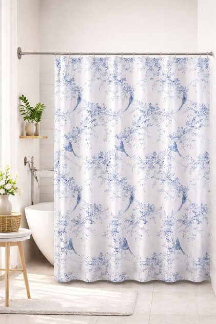 Tropik Polyester Fabric Bathroom Curtain Domestic Production Shower Curtain Size: 110 X 200. 2 Pcs.