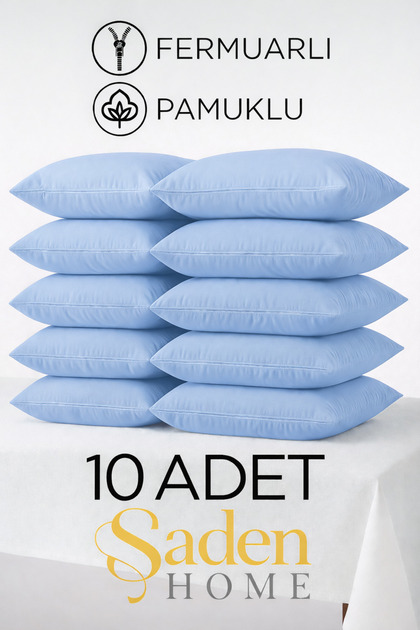 10 Pieces Cotton Blue Pillowcases with Zipper, Pillowcase Set, 50X70 Case