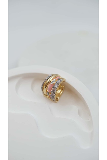 Gold Pink Enamel Multi-Look Earcuff Cartilage Earrings