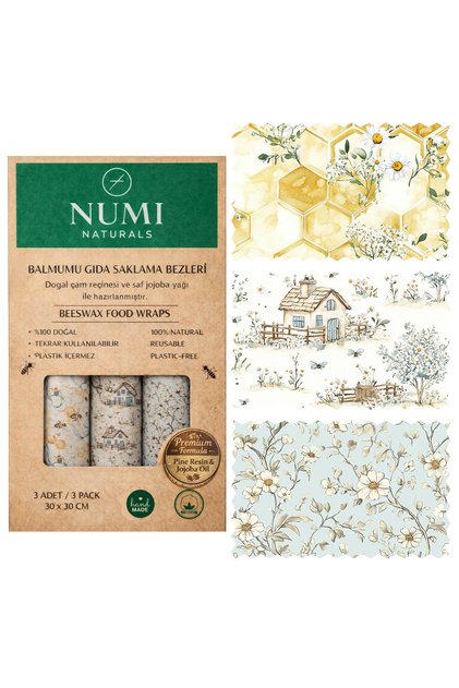Wax Food Storage Cloths – Premium Set of 3 (30×30 cm) - Country Garden Series