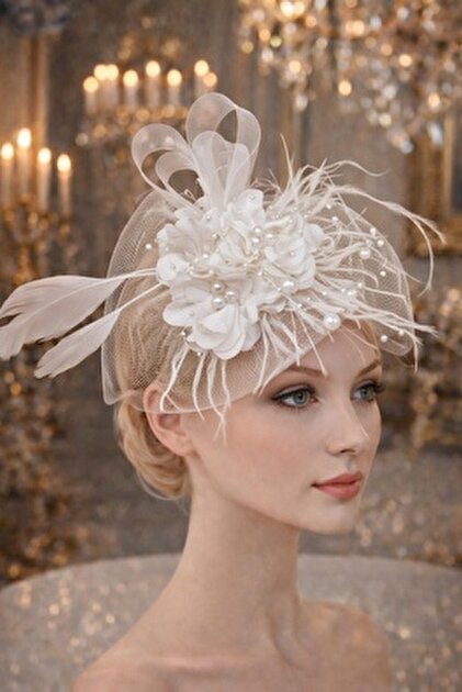 BBA TULLE STORE TASARIM Nikah Şapkası,Düğün Şapkası,Vualet,Kına