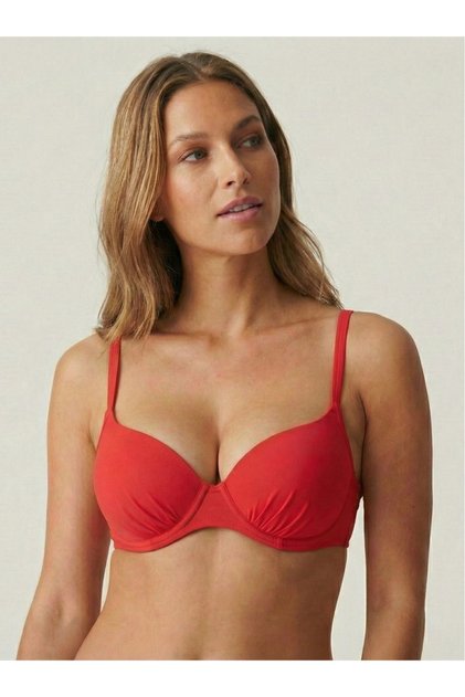 Sutien de baie push-up roșu cu burete detașabil și bretele reglabile Lm065