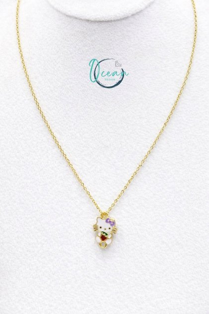 Hello Kitty Figured Stainless Steel Women's Necklace Gold Color Minimal Chain Jewelry