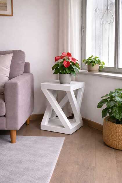 Ahşap saksı altlığı tabure sehpa