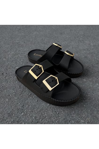 Women's Double Buckle Eva Light Sole Daily Beach Pool Slippers
