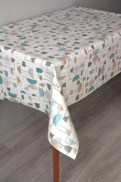 Fiber Wipeable Pvc Oilcloth Tablecloth 66-Mrlgeometric
