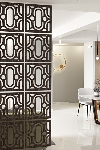 Kayasan ® Lazer Kesim Sarkıt Paravan, Ahşap Seperatör, Oda Ayırıcı 4'lü Panel Levha Seti