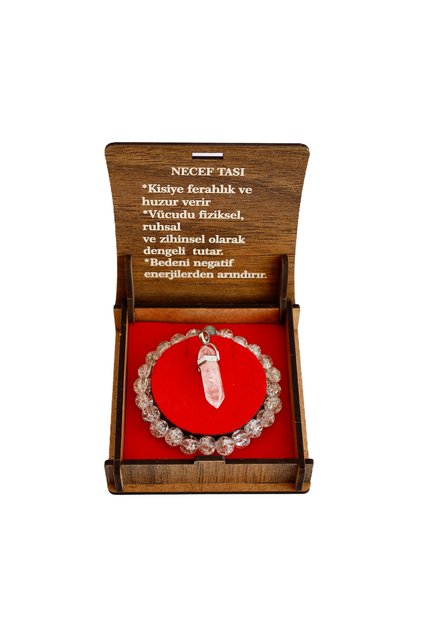 Nefertiti Stone Boxed Bracelet & Crystal Quartz Necklace Set – Natural Stone, Handmade, Special Gift