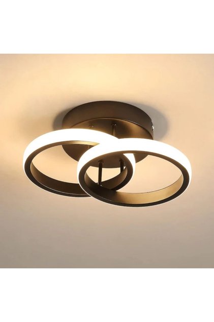 Plafoniera LED 48W ACR-8078 Neagră, Design cu inele duble, Iluminare în 3 trepte 3000K-6500K