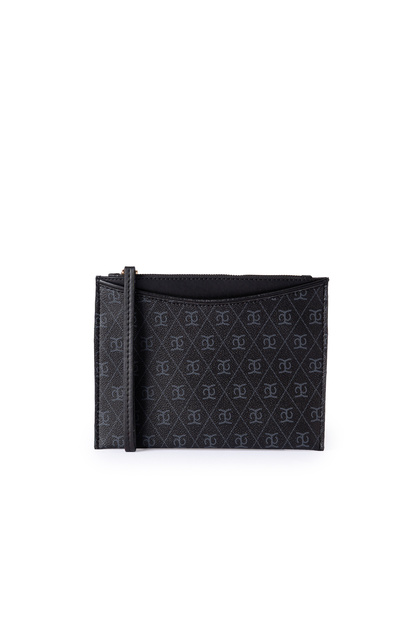 Bella Faux Leather Printed Women's Portfolio Clutch Bag Black