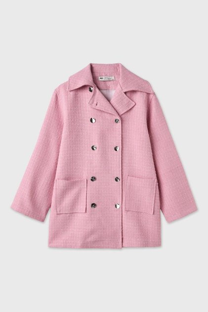 Double-Breasted Tweed Jacket Pink