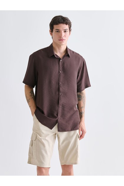 Ozmarka New Season Regular Fit Short Sleeve Viscose Men's Shirt