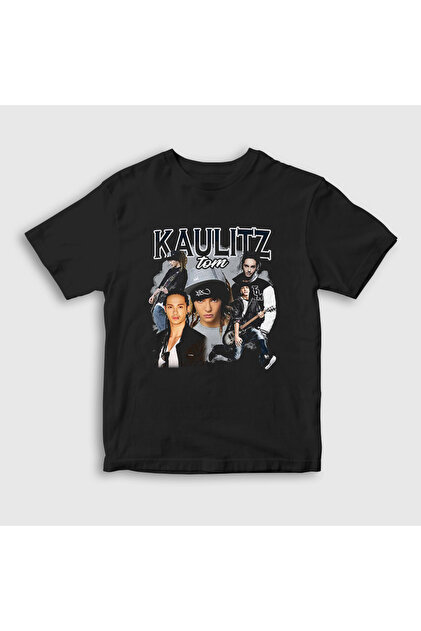 Presmono Unisex Çocuk Siyah Tom Kaulitz Tokio Hotel T-Shirt