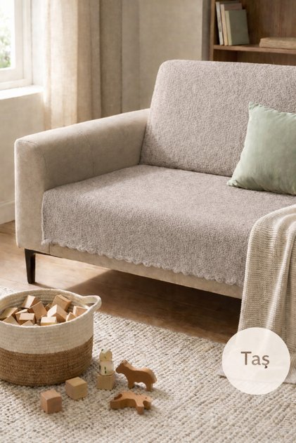 Koltuk Örtüsü 175x215 cm –Düz Çekyat Örtüsü, Kaymaz, Yıkanabilir, Lüks Kumaş Şönil Jakarlı
