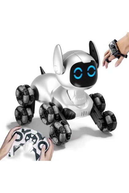 4D RC Robot Dog Toys for Kids, Remote Control Robots Dog with Auto-Demonstration, RC Stunt Remote