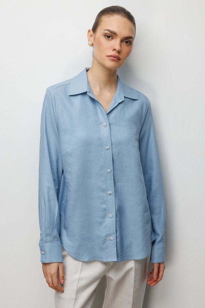 Polo Collar Linen Shirt