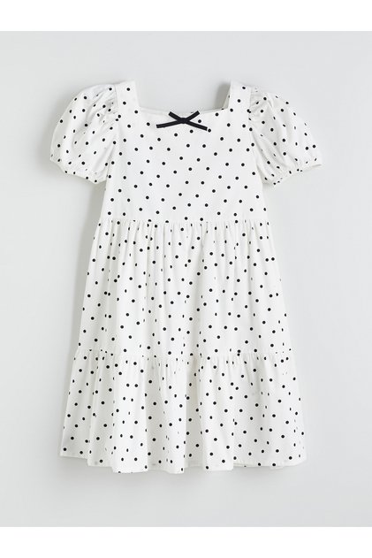 Square Neck Polka Dot Girl Dress