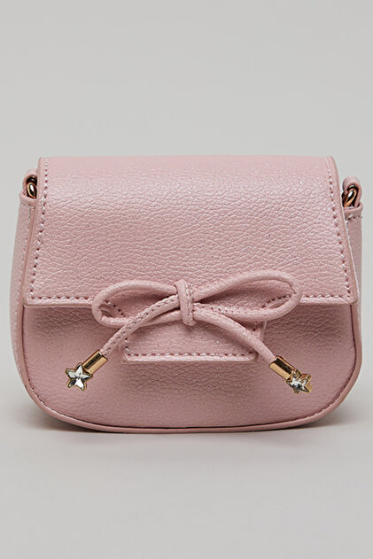 Girl's Pink Textured Flap Crossbody Bag