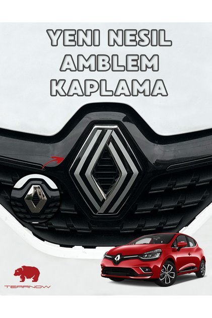 Clio 4 (2012-2018) New Generation Emblem Covering Sticker - Piano Black, Black & Gray