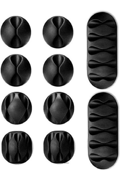 Set of 10 USB Cable Clips, Strong Adhesive Silicone Desktop Cable Organizer Wire Holder Multipurpose