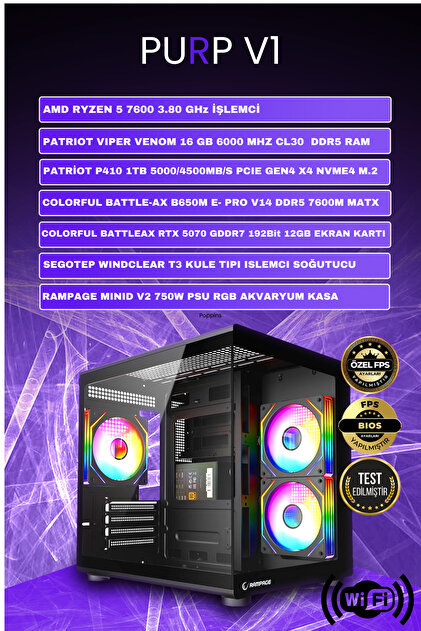 Gamers Arena PURP V1 RTX 5070 RYZEN 5 7600 16 GB DDR5 1 TB SSD