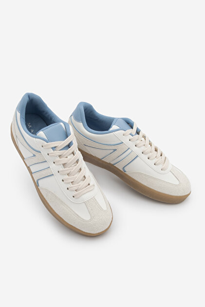 春乃　1204560 Marjin Kadın Sneaker Bağcıklı Retro Spor Ayakkabı Denor Mavi