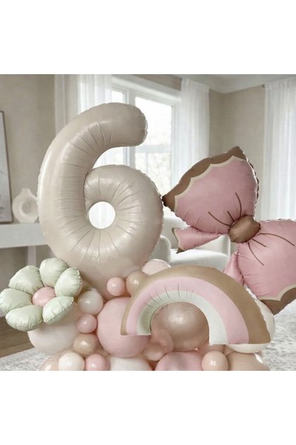 Girl's Birthday Concept Retro Daisy Bow Rainbow Themed Age Balloon Set 20 Pieces