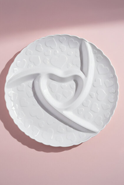 Pink Love Divided Presentation Plate White 26 cm