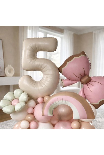 Girl's Birthday Concept Retro Daisy Bow Rainbow Themed Age Balloon Set 20 Pieces
