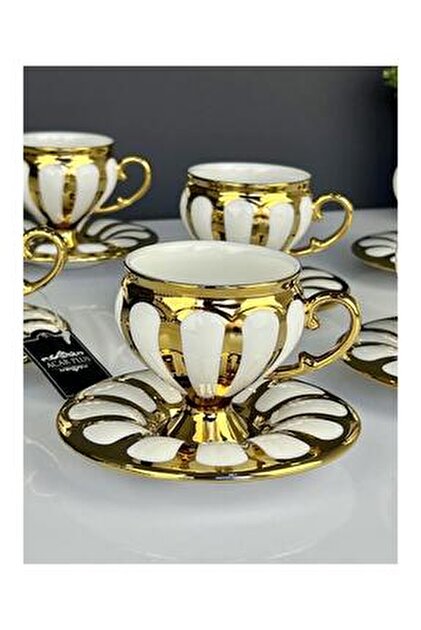 Saatistan 6 Kişilik Gold Kahve Fincan Takımı, 90 ml, şık ve modern ...
