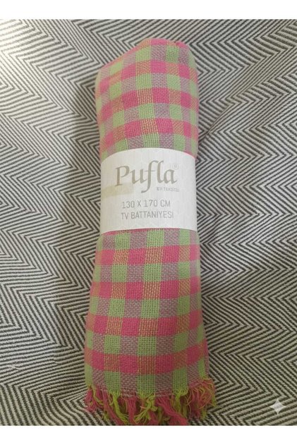 Multipurpose Cover (Tv Blanket) Sofa Cover 130 X 170 cm Fuchsia Pistachio Green Checked