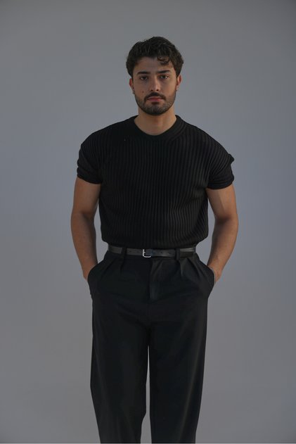 Loose Fit Oversize Knitwear Tshirt Black