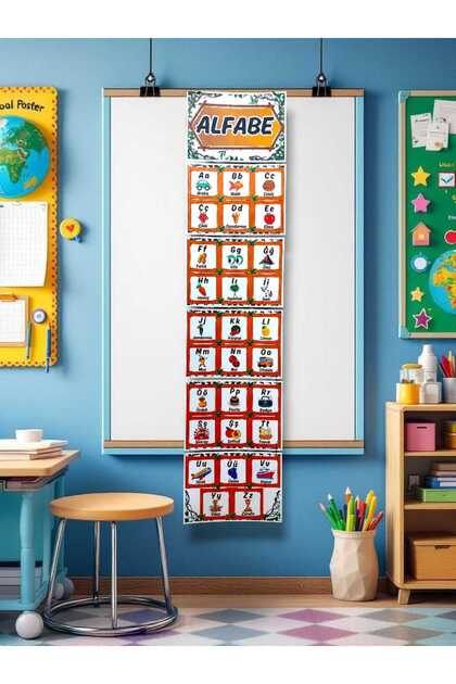 Alfabe Afişi Okul ve Sınıflar için Pvc kaplı Dayanıklı 6 parça afiş 30*130 cm