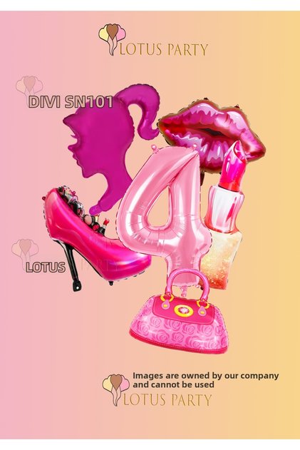 KokoÅŸ Girl Themed Set - Cici Girl Themed Set Lipstick Bag Stiletto Pink Head Foil Balloon 4 Years Old